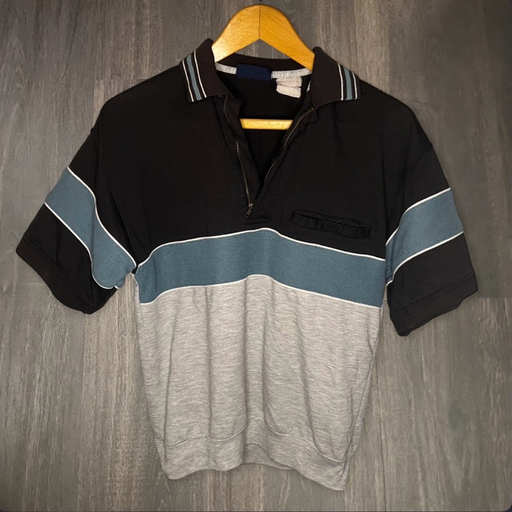 Vintage‎ Puritan Colorblock Half Zip Polo Shirt